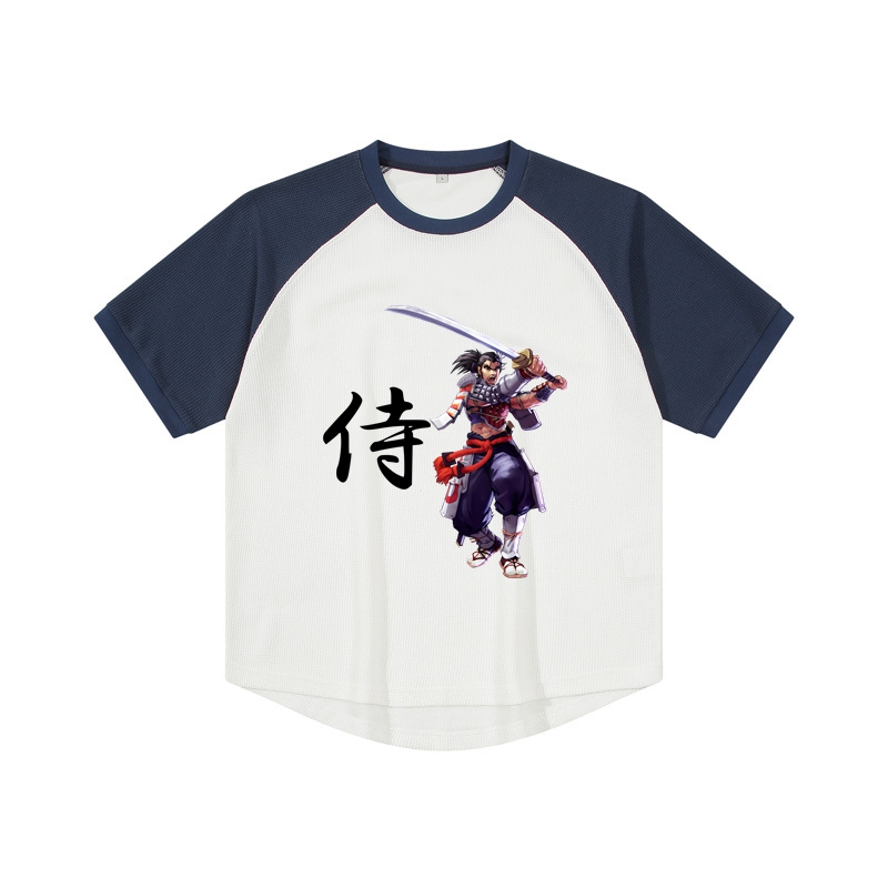 Samurai Raglan Short Sleeve Drop Shoulder T Shirt for Men Crew Neck Cotton T Shirt Casual T Shirt