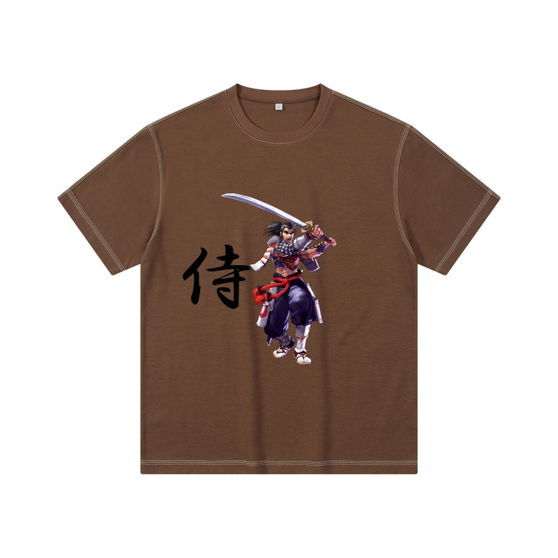 Samurai Drop Shoulder Vintage T Shirt Crew Neck Cotton T Shirt Plain T Shirt Casual T Shirt