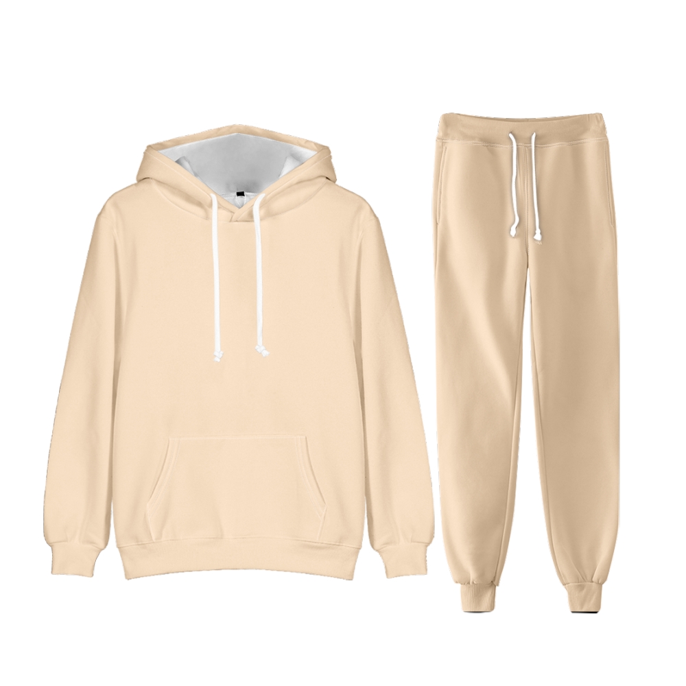 Bisque Brown Long Sleeve Pullover Hoodie and Jogger Pants Plain Bisque Brown Outfit 2 Pieces Suit Unisex Clothing for Adult