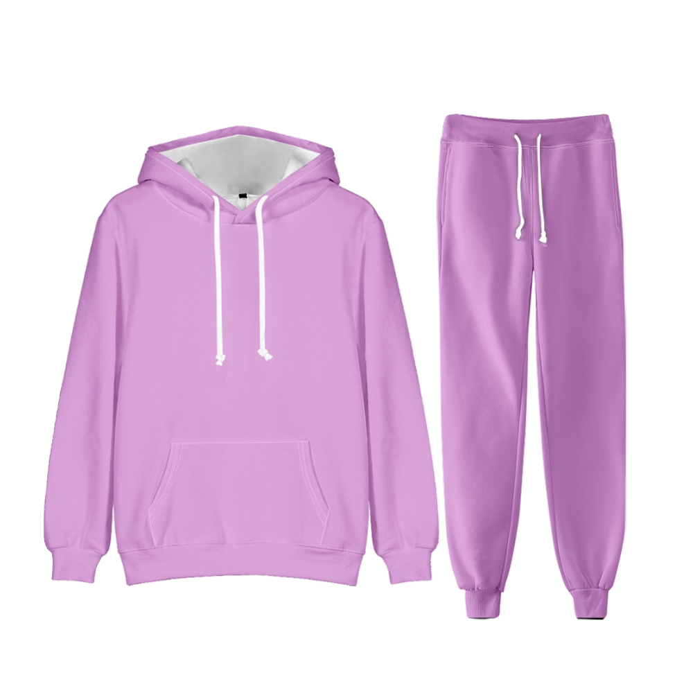 Plum Purple Long Sleeve Pullover Hoodie and Jogger Pants Plain Plum Purple Outfit 2 Pieces Suit Unisex Clothing for Adult