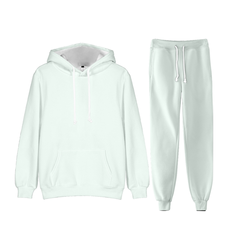 Mint Cream Long Sleeve Pullover Hoodie and Jogger Pants Plain Mint Cream Outfit 2 Pieces Suit Unisex Clothing for Adult