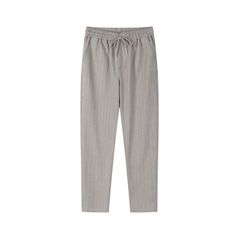 Men's Gray Vintage Cropped Pants Plain Gray Strip Pants Casual Pants