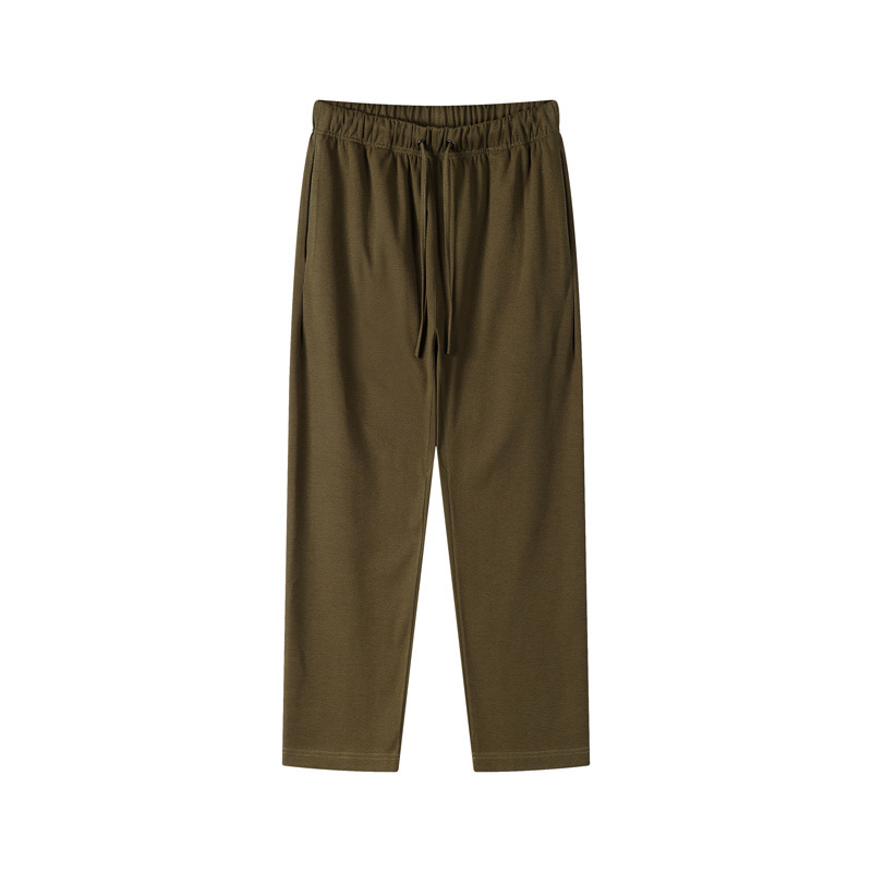 Men's Dark Olive Green Cropped Pants with Zipper Front Pockets Casual Pants