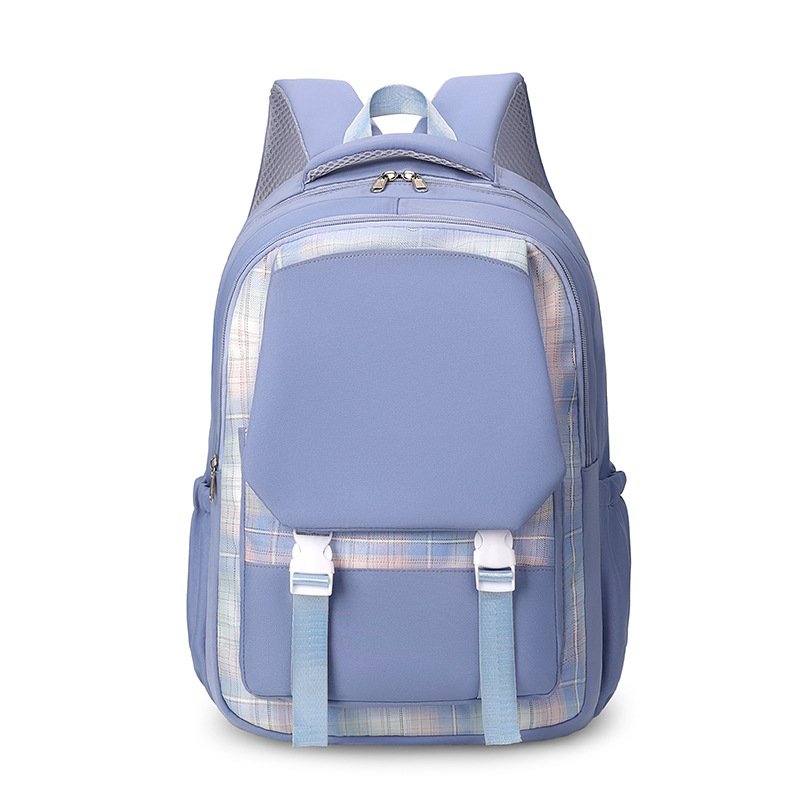 Girl's Blue Nylon School Backpack 17" Backpack Waterproof Multiple Pockets