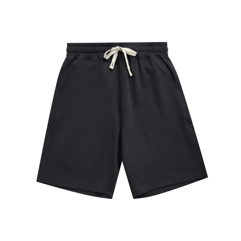 Men's Dark Gray Drawstring Shorts with Elastic Waistband Loose Shorts Autumn Casual Shorts