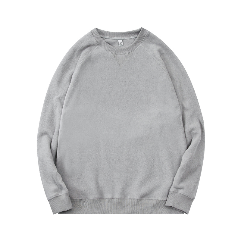 Men's Gray Crew Neck Fleece Sweatshirt Plain Gray Sweatshirt Vintage Style Casual Men's Winter Tops