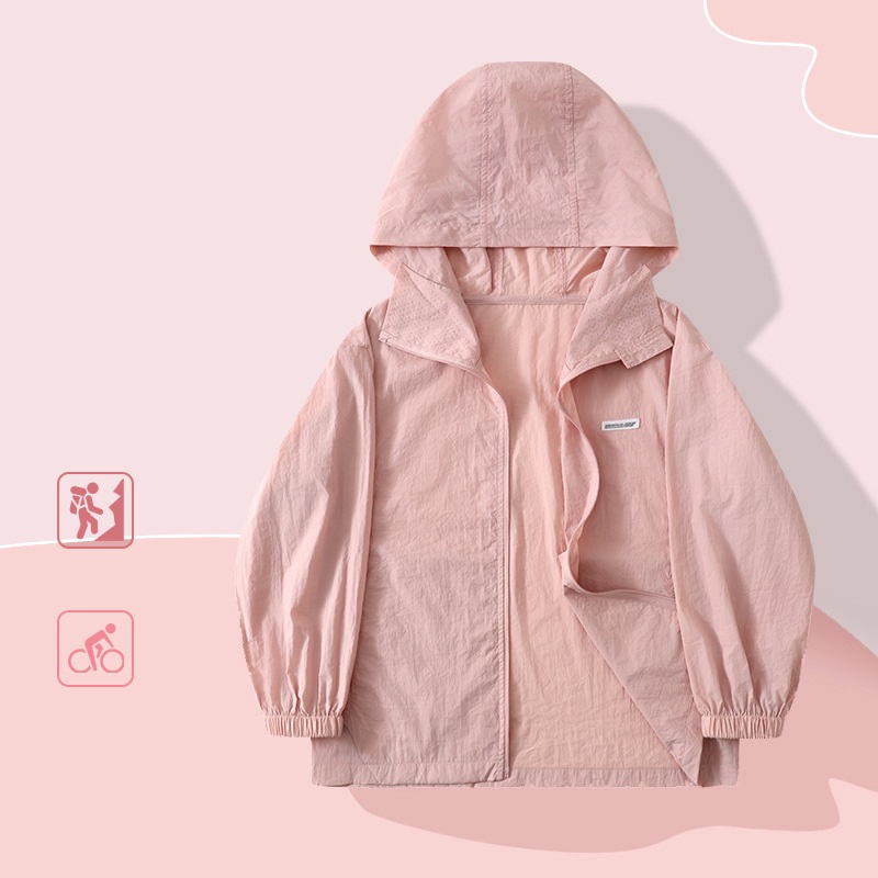 Kids UPF 50+ Sun Protection Jacket with Hood UV Protection Zipper Jacket