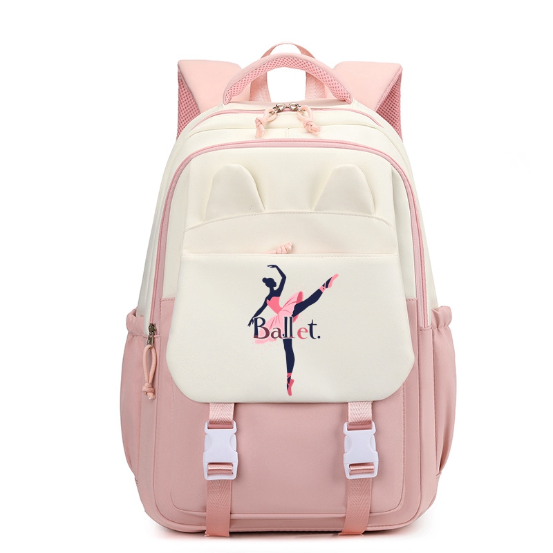 Ballet Nylon School Backpack for Girls Waterproof Multiple Pockets Gift for Kids