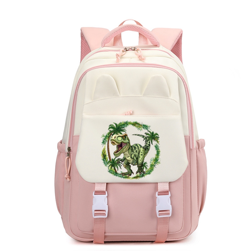 Dinosaur 35L Nylon School Backpack for Girls Waterproof Multiple Pockets Gift for Kids