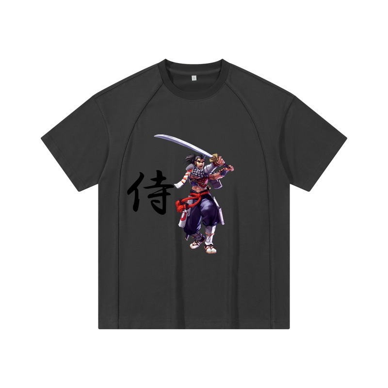 Samurai Crew Neck Cotton T Shirt Loose T Shirt for Men Casual Style Fashion T Shirt