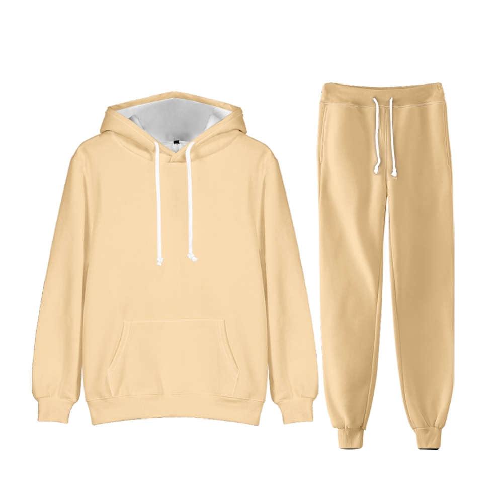 Navajo White Long Sleeve Pullover Hoodie and Jogger Pants Plain Navajo White Outfit 2 Pieces Suit Unisex Clothing for Adult
