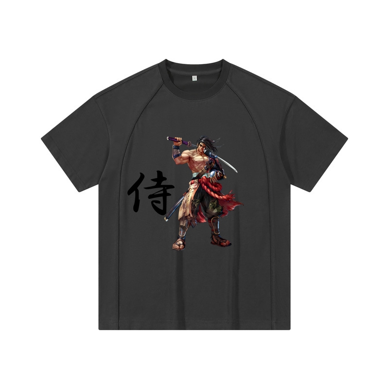 Samurai Crew Neck Cotton T Shirt Loose T Shirt for Men Casual Style Fashion T Shirt