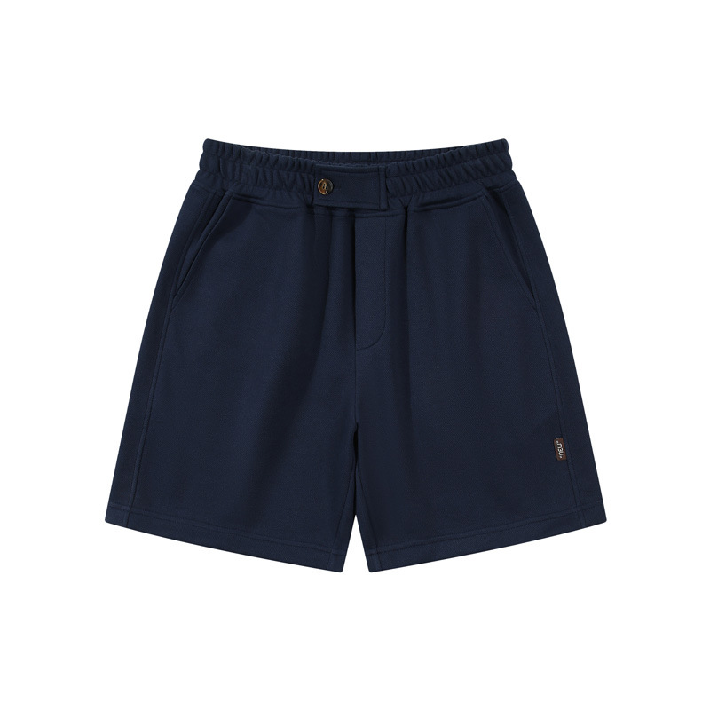 Men's Blue Pique Shorts with Back Pockets Plain Blue Shorts