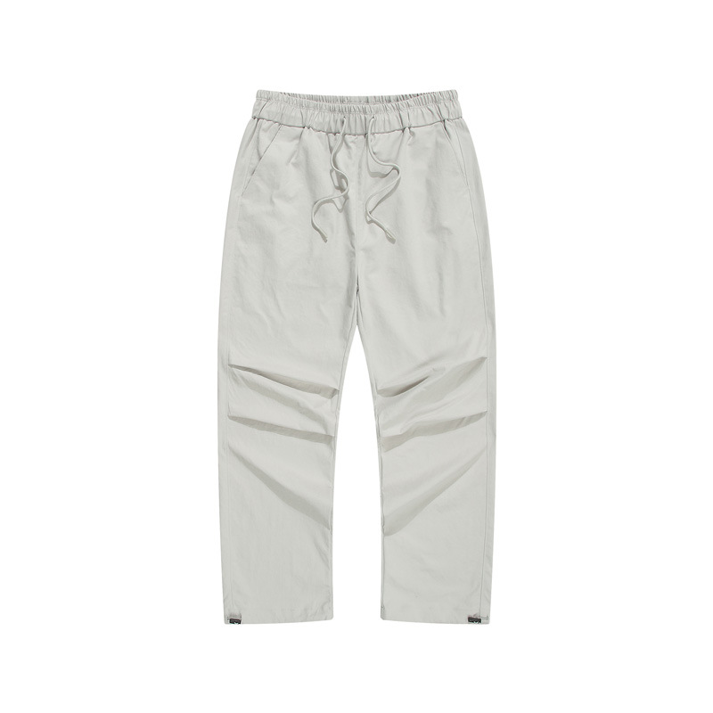 Men's White Cargo Pants Elastic Waistband Pants Drawstring Leg Opening Closure Plain White Pants