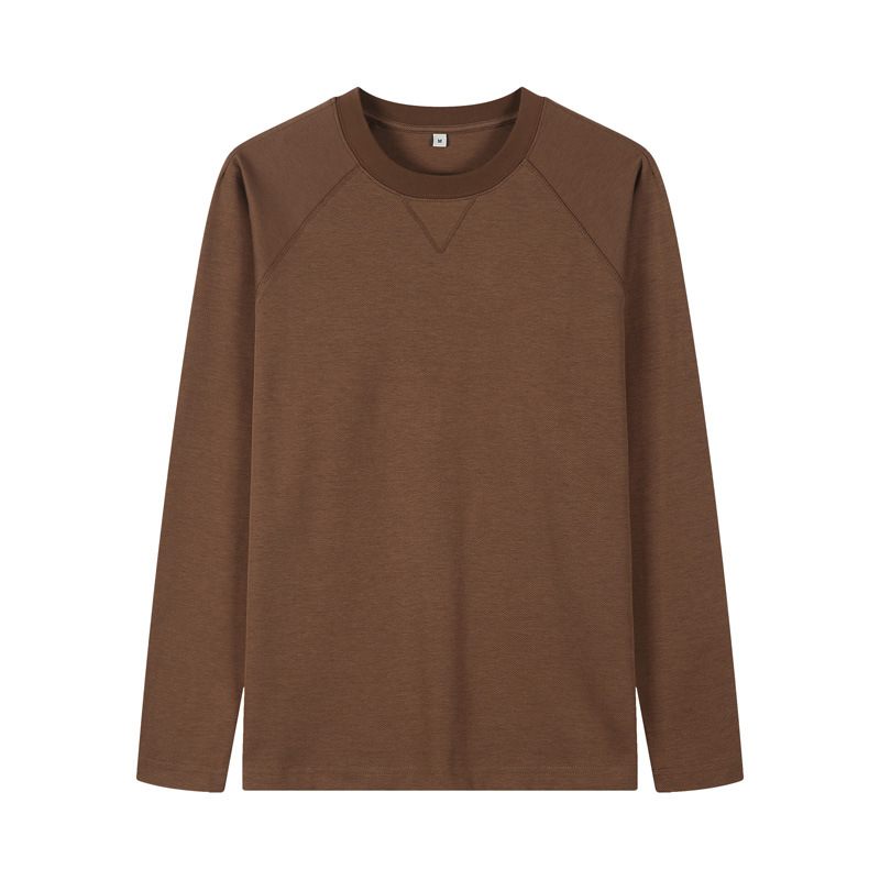 Men's Brown Crew Neck Long Sleeve Cotton Sweatshirt Plain Brown Sweatshirt