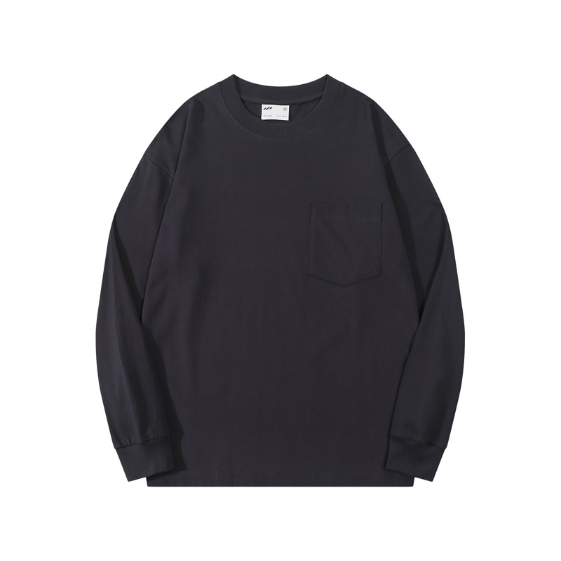 Men's Crew Neck Cotton Sweatshirt with Front Pockets Plain Autumn Winter Sweatshirt