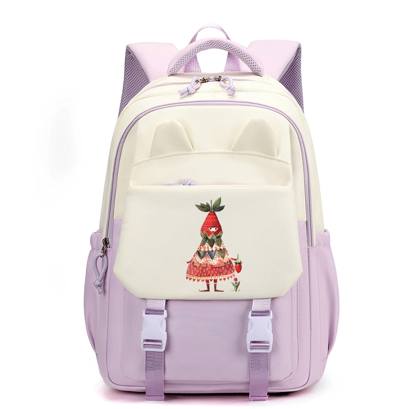 Strawberry Girl 22" Elementary School Backpack Waterproof 35L Book Bag Cute Graphic Bag Gifts