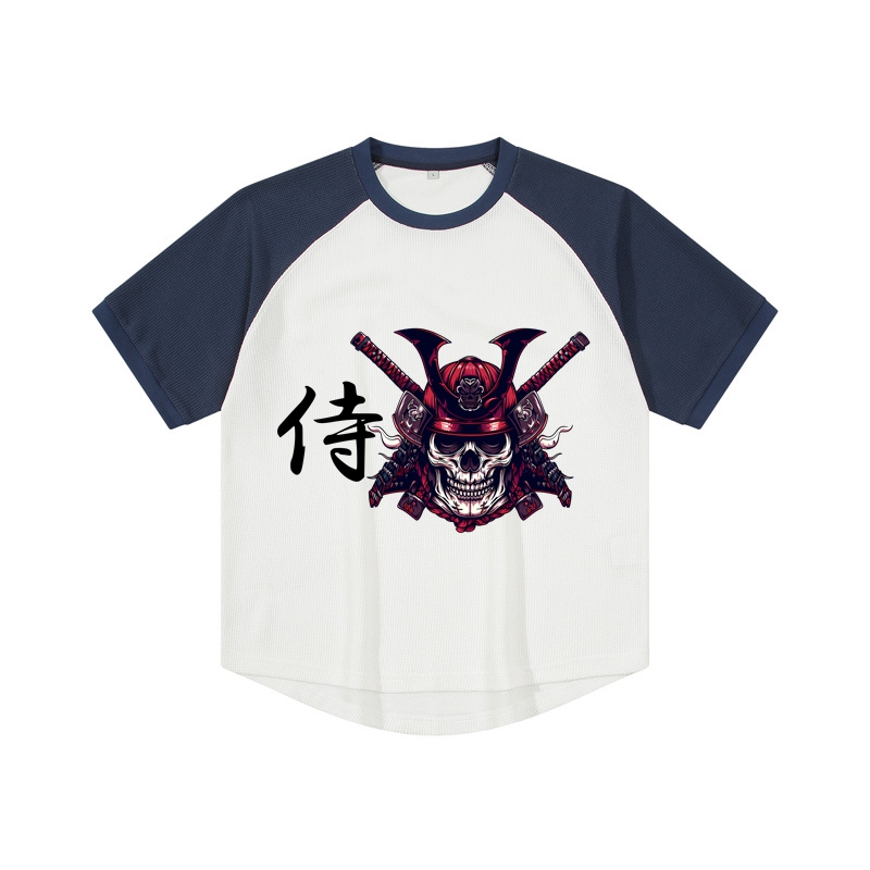 Samurai Raglan Short Sleeve Drop Shoulder T Shirt for Men Crew Neck Cotton T Shirt Casual T Shirt