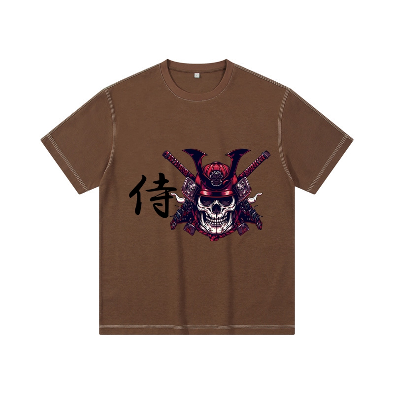 Samurai Drop Shoulder Vintage T Shirt Crew Neck Cotton T Shirt Plain T Shirt Casual T Shirt