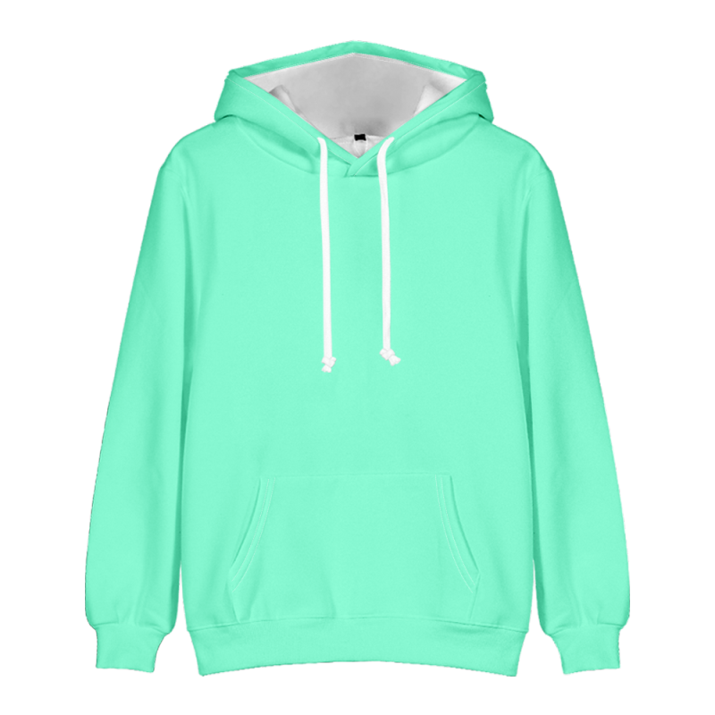 Adult Aquamarine Pullover Plain Aquamarine Hooded Sweater Unisex Hoodie with Kangaroo Pocket 
