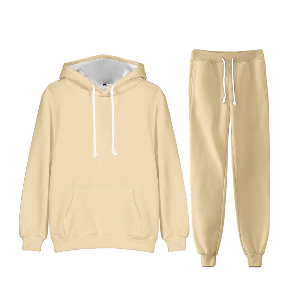Wheat Brown Long Sleeve Pullover Hoodie and Jogger Pants Plain Wheat Brown Outfit 2 Pieces Suit Unisex Clothing for Adult