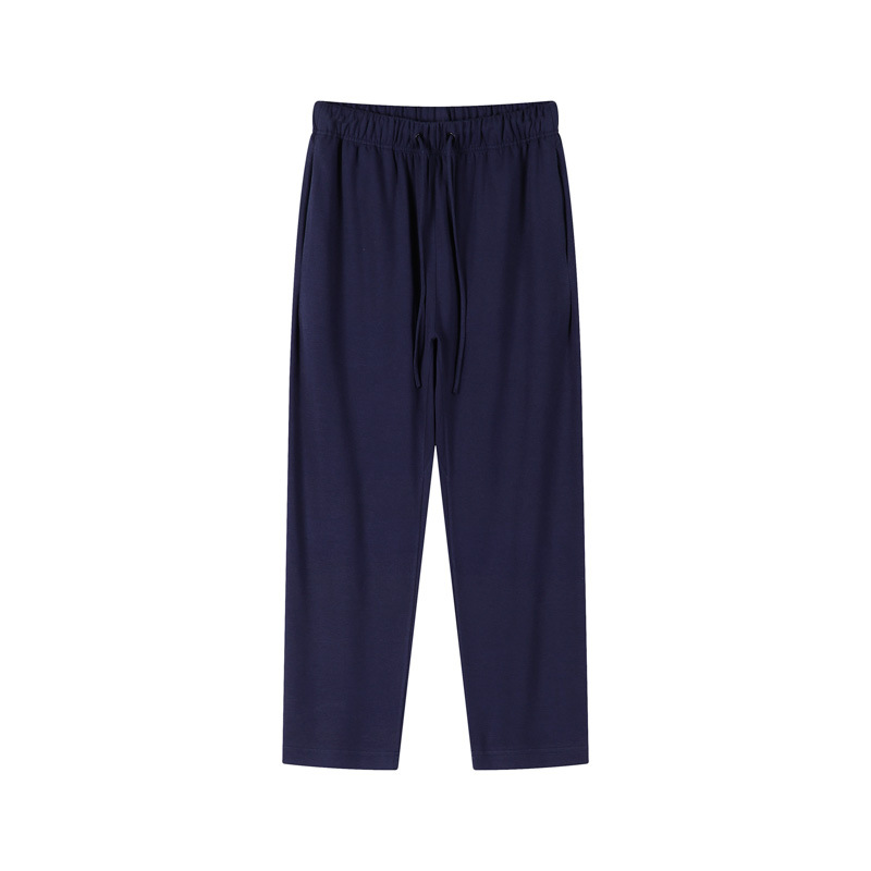 Men's Dark Blue Cropped Pants with Zipper Front Pockets Casual Pants