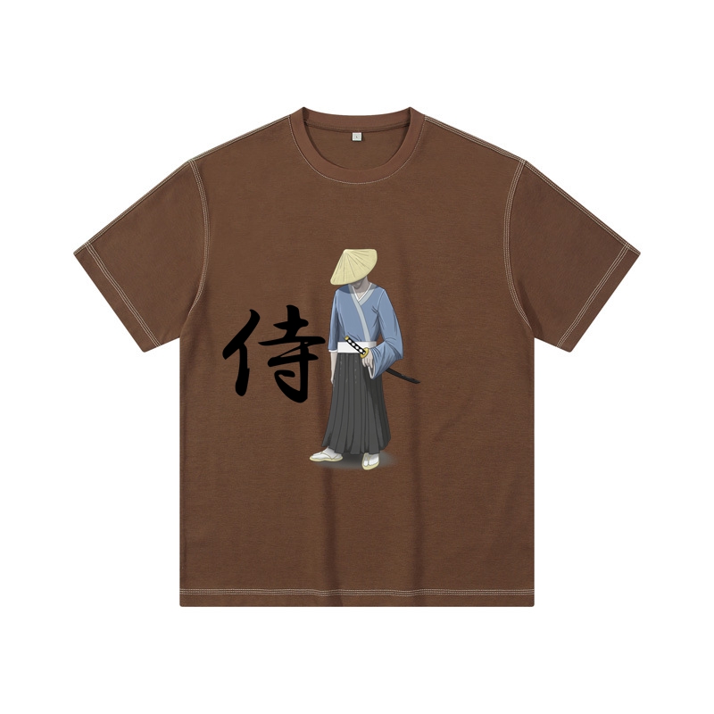 Samurai Drop Shoulder Vintage T Shirt Crew Neck Cotton T Shirt Plain T Shirt Casual T Shirt