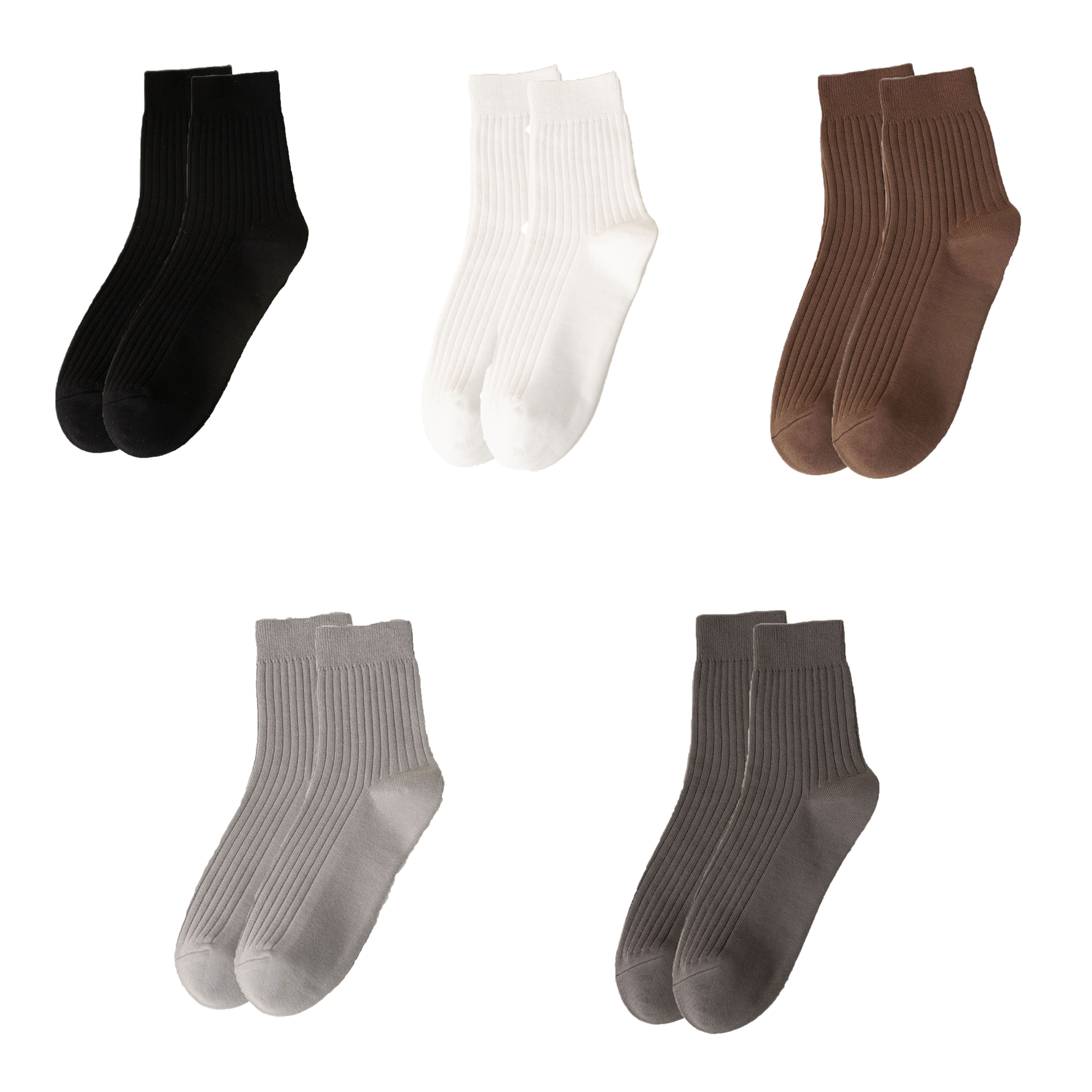 5 Pairs Cotton Socks for Men Five Color Combo Durable Socks Resistant to Pilling Socks Medium Length
