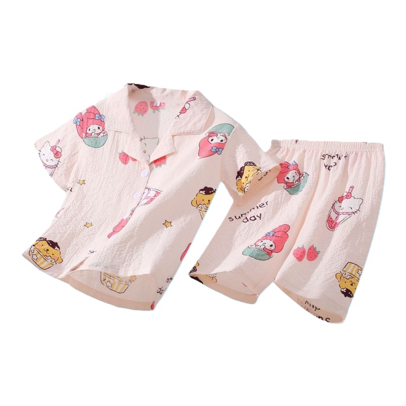 Girl's Melody Pajamas Kid's Soft Melody Pajamas 2 Pieces Short Sleeve Shirt and Short Pants