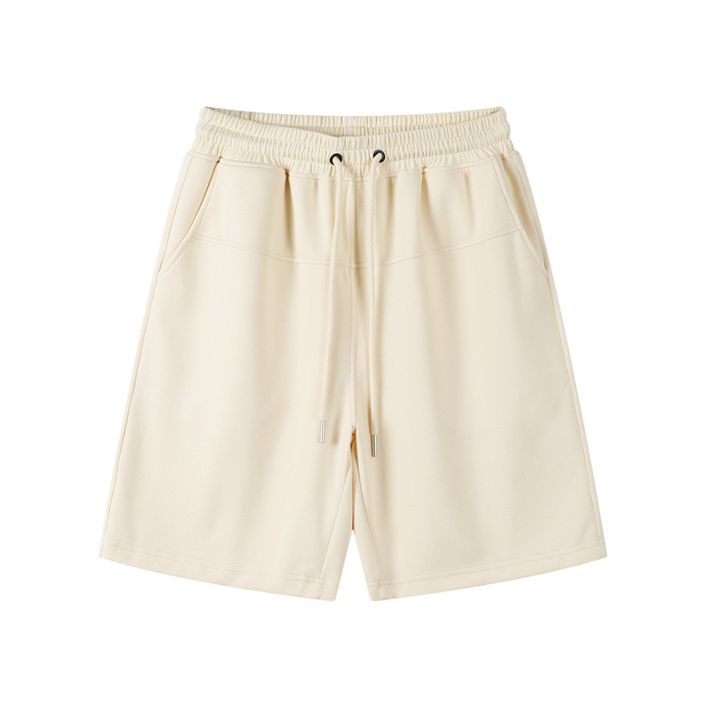 Men's Plain White Autumn Shorts with Elastic Waistband Casual Drawstring Shorts for Men