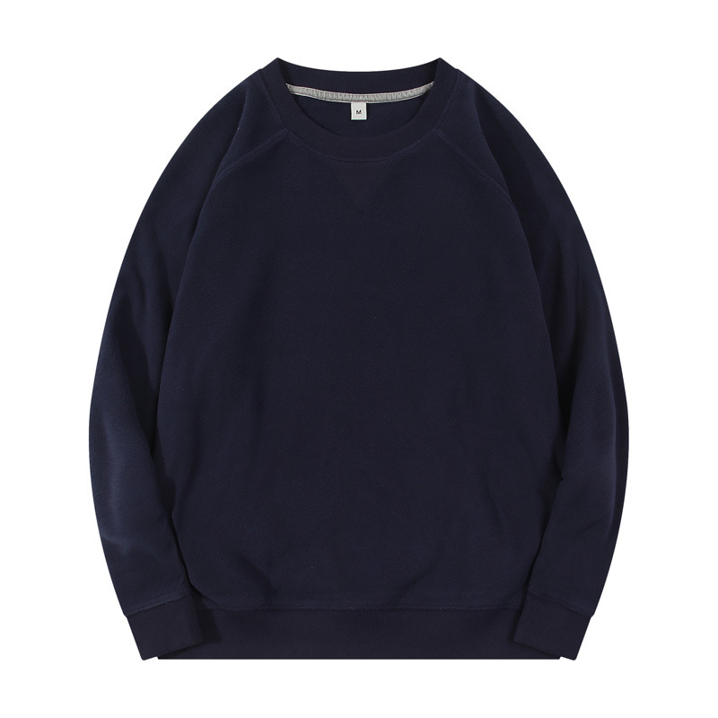 Men's Dark Blue Crew Neck Fleece Sweatshirt Plain Dark Blue Sweatshirt Vintage Style Casual Men's Winter Tops