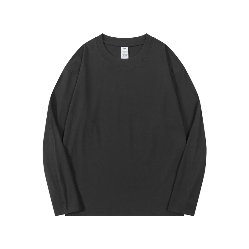 Men's Pure Cotton Dark Gray Crew Neck Sweatshirt Autumn Plain Sweatshirt
