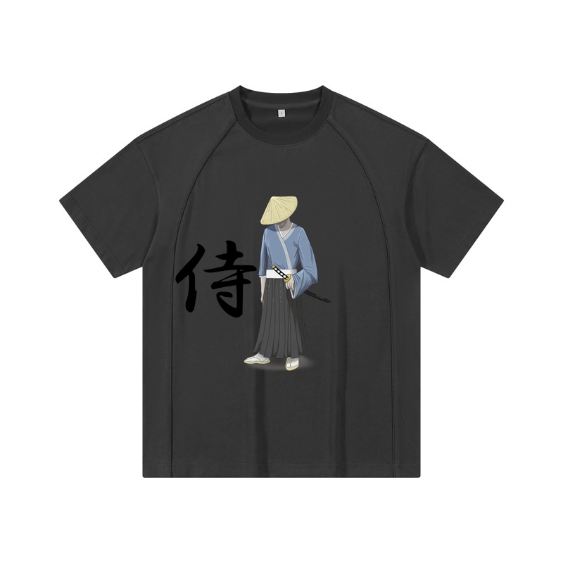 Samurai Crew Neck Cotton T Shirt Loose T Shirt for Men Casual Style Fashion T Shirt
