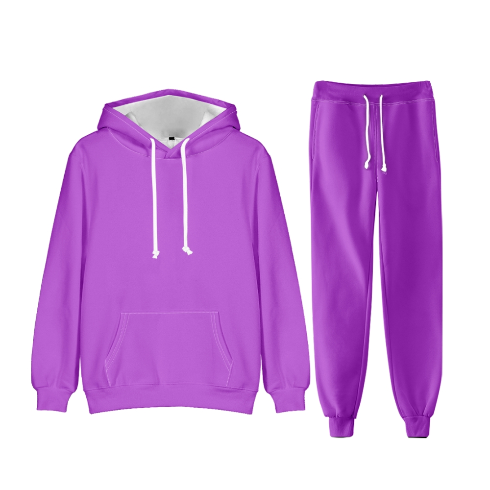 Medium Orchid Purple Long Sleeve Pullover Hoodie and Jogger Pants Plain Medium Orchid Purple Outfit 2 Pieces Suit Unisex Clothing for Adult