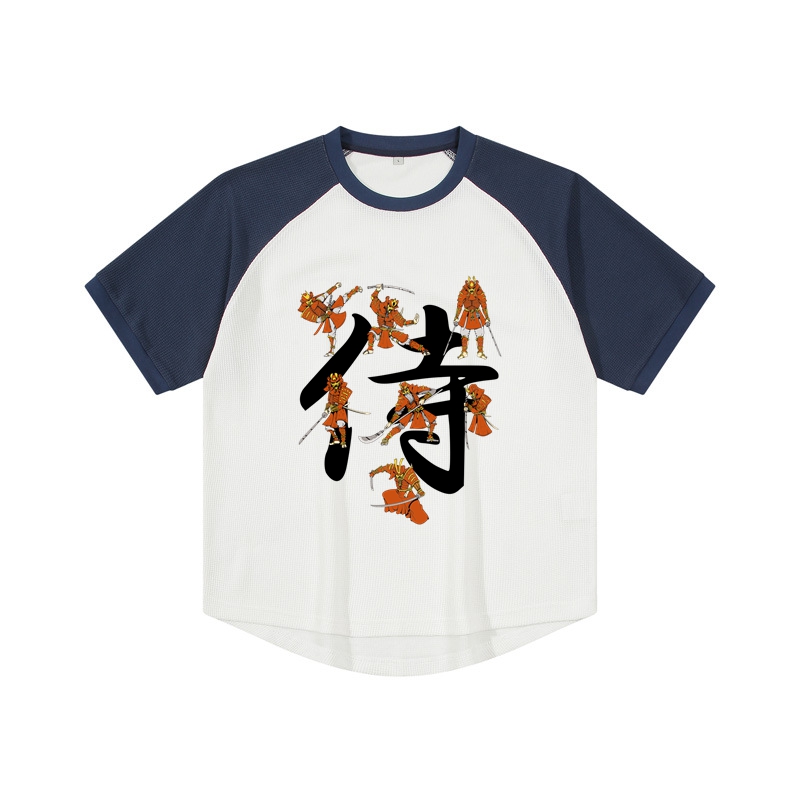 Samurai Raglan Short Sleeve Drop Shoulder T Shirt for Men Crew Neck Cotton T Shirt Casual T Shirt