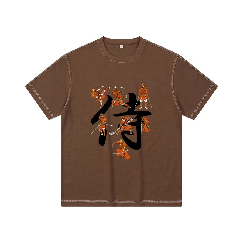 Samurai Drop Shoulder Vintage T Shirt Crew Neck Cotton T Shirt Plain T Shirt Casual T Shirt