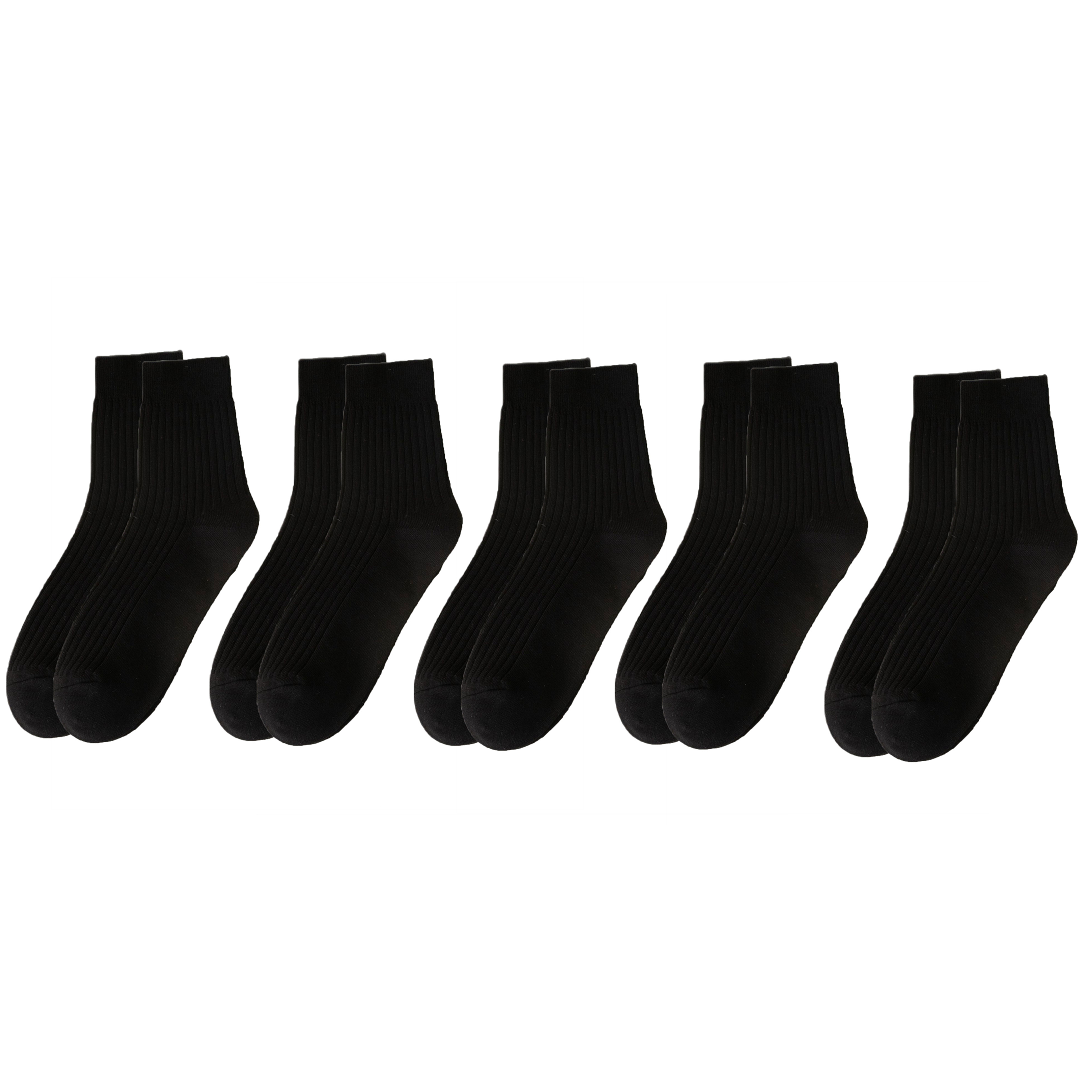5 Pairs Cotton Socks for Men Black Durable Socks Resistant to Pilling Socks Medium Length