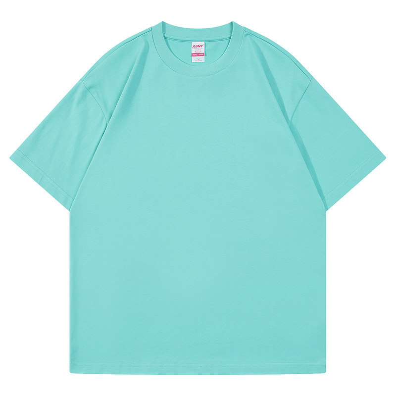 Men's Cyan Drop Shoulder T Shirt Crew Neck Cotton T Shirt Plain T Shirt 