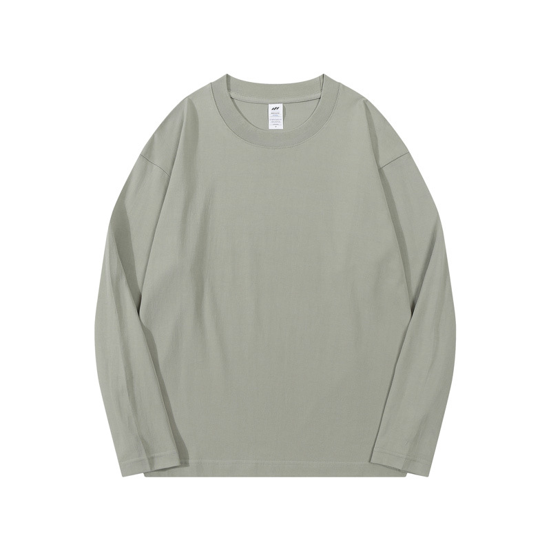 Men's Pure Cotton Light Green Crew Neck Sweatshirt Autumn Plain Sweatshirt