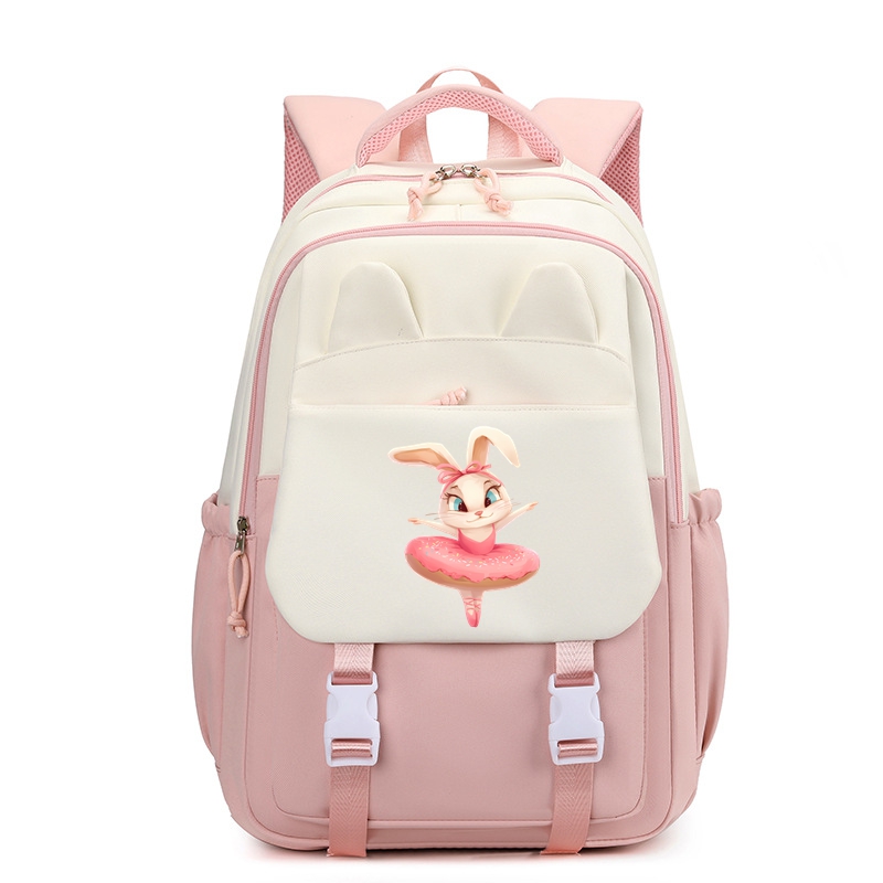 Ballet Bunny Nylon School Backpack for Girls Waterproof Multiple Pockets Gift for Kids