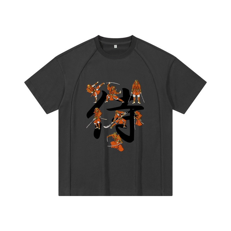 Samurai Crew Neck Cotton T Shirt Loose T Shirt for Men Casual Style Fashion T Shirt
