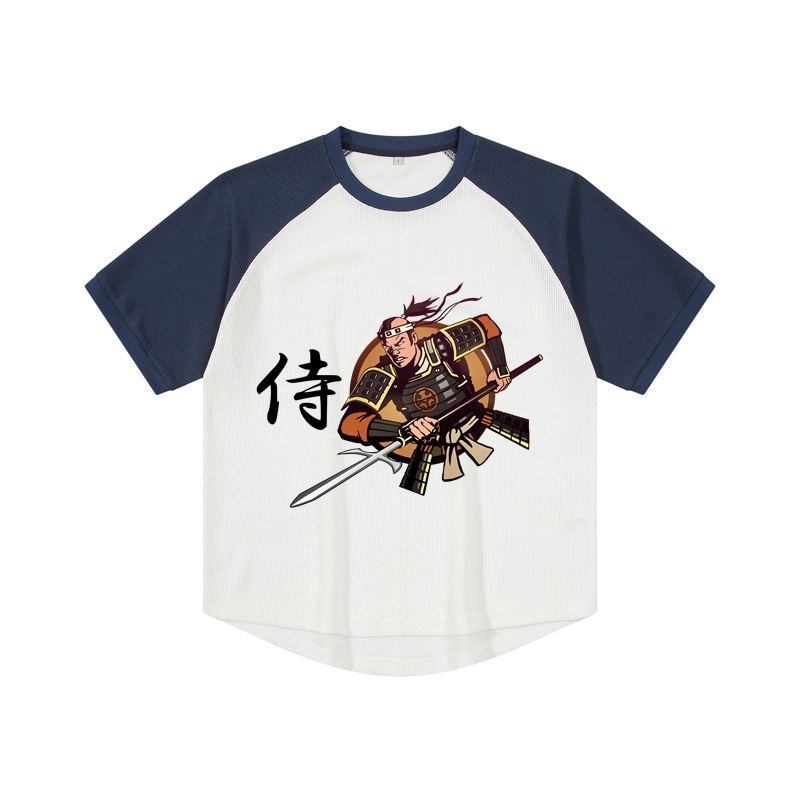 Samurai Raglan Short Sleeve Drop Shoulder T Shirt for Men Crew Neck Cotton T Shirt Casual T Shirt