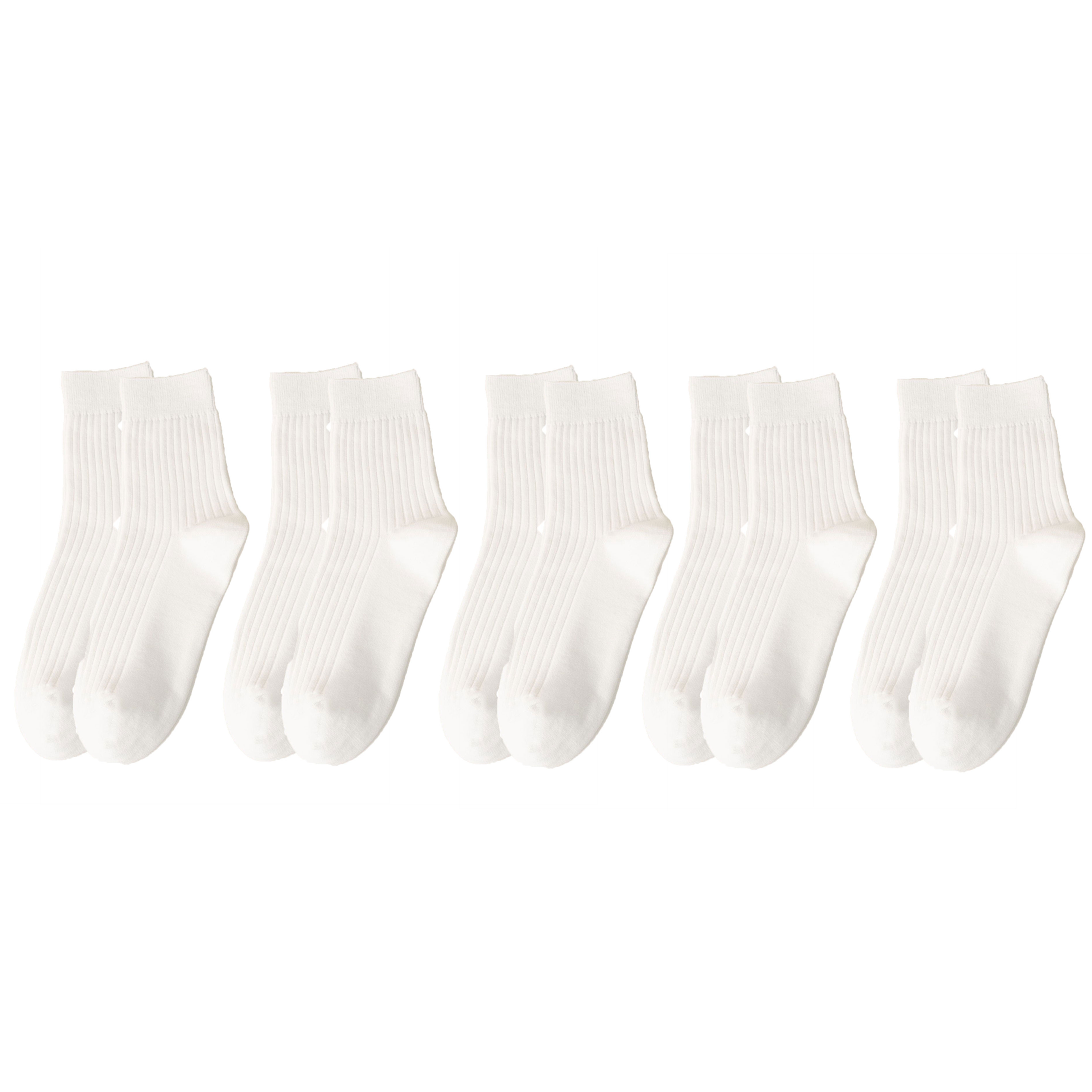 5 Pairs Cotton Socks for Men White Durable Socks Resistant to Pilling Socks Medium Length