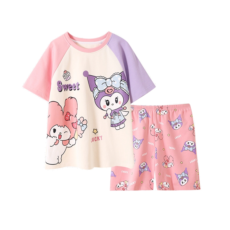 Kuromi Pajamas for Girls Summer Pajamas 2 Pieces T-Shirt and Short Pants