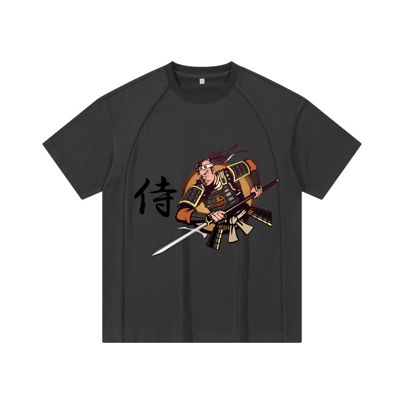 Samurai Crew Neck Cotton T Shirt Loose T Shirt for Men Casual Style Fashion T Shirt