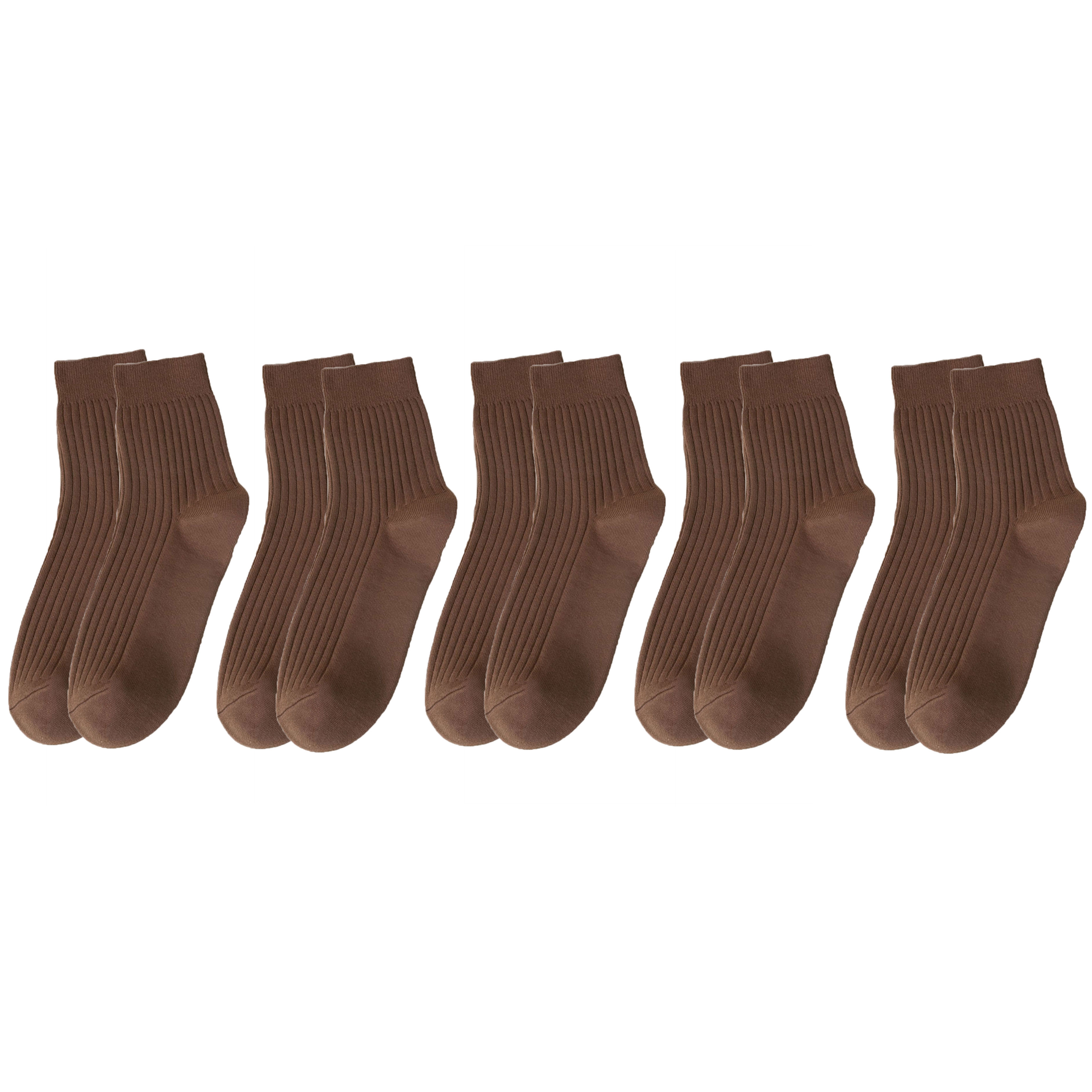 5 Pairs Cotton Socks for Men Brown Durable Socks Resistant to Pilling Socks Medium Length