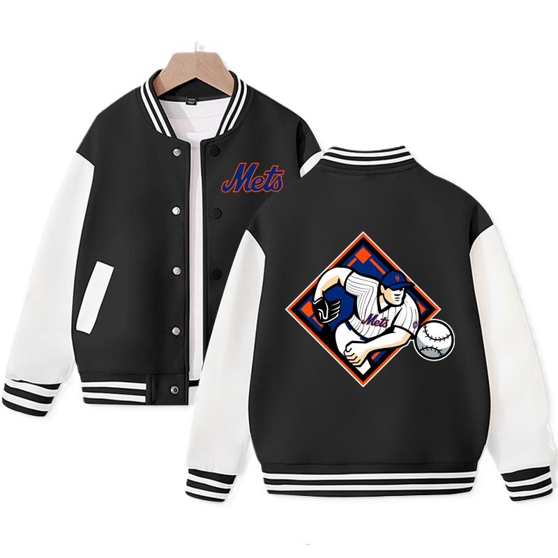Kid's New York Baseball Team Varsity Jacket New York Baseball Graphic Print Jacket Cotton Tops