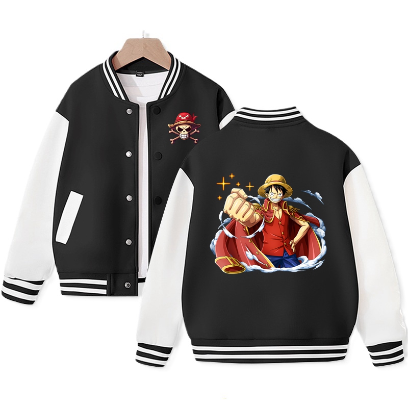 One Piece Varsity Jacket for Kids Cool Letterman Jacket Unisex Baseball Jacket Cotton Tops