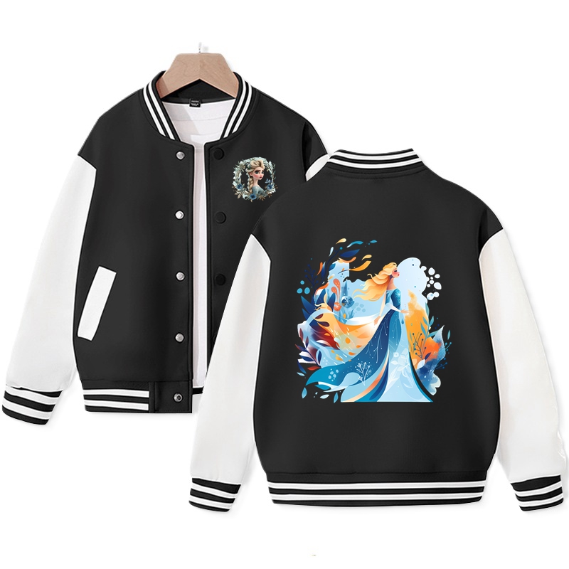 Elsa Varsity Jacket for Girls Frozen Elsa Jacket Pop Kid's Baseball Jacket Ideal Gift