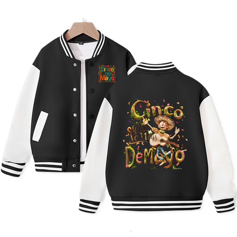 Cinco de Mayo Varsity Jacket for Kids Graphic Print Jacket Trending Cotton Tops